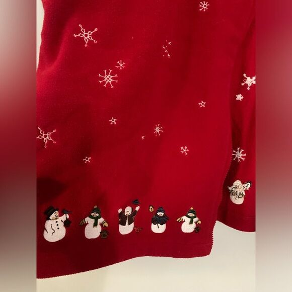 VTG Snowman Snowflake Vest Jacket Winter Vest Warm Embroidered Red White 2X - Picture 11 of 13